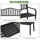Honhorrs Steel Garden Bench with Lift-Up Center Table, Powder-Coated Frame and Nonslip Support Feet