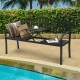Honhorrs Steel Garden Bench with Lift-Up Center Table, Powder-Coated Frame and Nonslip Support Feet