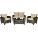 Honhorrs Four-Piece PE-Wicker Patio Seating Set, Loveseat and Armchairs with Seat and Back Cushions