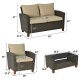 Honhorrs Four-Piece PE-Wicker Patio Seating Set, Loveseat and Armchairs with Seat and Back Cushions