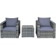 Honhorrs Three-Piece Wicker Patio Sofa Set, Cushioned Seating with Wide Arms and Removable Glass Top