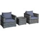 Honhorrs Three-Piece Wicker Patio Sofa Set, Cushioned Seating with Wide Arms and Removable Glass Top