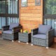 Honhorrs Three-Piece Wicker Patio Sofa Set, Cushioned Seating with Wide Arms and Removable Glass Top