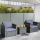 Honhorrs Three-Piece Wicker Patio Sofa Set, Cushioned Seating with Wide Arms and Removable Glass Top