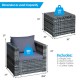 Honhorrs Three-Piece Wicker Patio Sofa Set, Cushioned Seating with Wide Arms and Removable Glass Top
