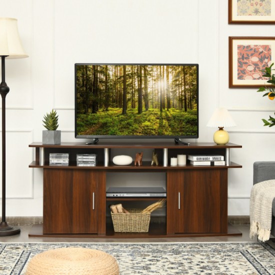 Honhorrs 63-Inch Media Console for TVs up to 70 Inches, Two Cabinets and Removable Center Shelf