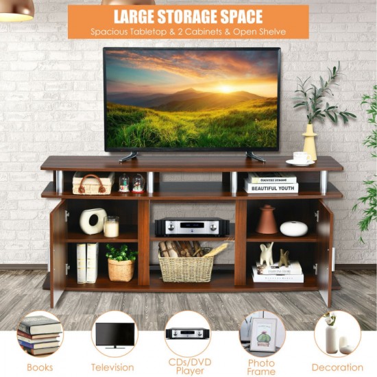 Honhorrs 63-Inch Media Console for TVs up to 70 Inches, Two Cabinets and Removable Center Shelf
