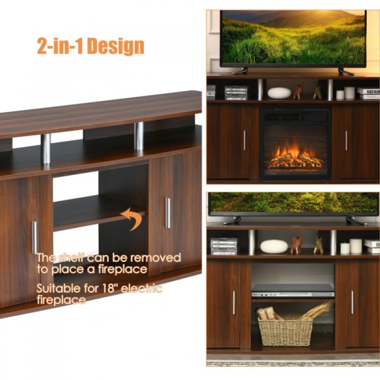 Honhorrs 63-Inch Media Console for TVs up to 70 Inches, Two Cabinets and Removable Center Shelf