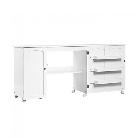 Honhorrs Folding Sewing Workstation, Three Tool Bins and Cabinet Shelves on Lockable Rolling Casters