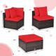 Honhorrs 4-Piece Modular Patio Rattan Seating Set with Ottoman, Removable Cushions and Pillows