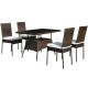 Honhorrs Five-Piece Rattan Patio Dining Set, Glass-Top Table and High-Back Chairs with Tied Cushions