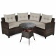 Honhorrs Four-Piece Woven Patio Seats, Steel Frames with Removable Glass Tabletop and Soft Cushions