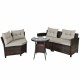 Honhorrs Four-Piece Woven Patio Seats, Steel Frames with Removable Glass Tabletop and Soft Cushions