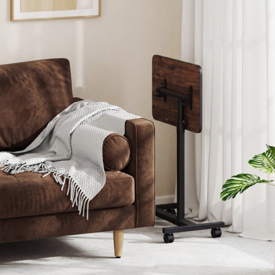 Honhorrs Rolling Overbed Table, Height and Tilt Adjustments with Four Locking Wheels and Side Hook