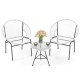 Honhorrs Acapulco Patio Bistro Trio, Rope-Woven Chairs and Tempered-Glass Table on Steel Frames