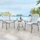 Honhorrs Acapulco Patio Bistro Trio, Rope-Woven Chairs and Tempered-Glass Table on Steel Frames