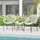 Honhorrs Acapulco Patio Bistro Trio, Rope-Woven Chairs and Tempered-Glass Table on Steel Frames