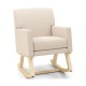 Honhorrs Upholstered High-Back Rocking Chair, Sponge-Padded Seat with Solid Wood Base and Armrests