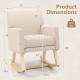 Honhorrs Upholstered High-Back Rocking Chair, Sponge-Padded Seat with Solid Wood Base and Armrests