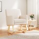 Honhorrs Upholstered High-Back Rocking Chair, Sponge-Padded Seat with Solid Wood Base and Armrests
