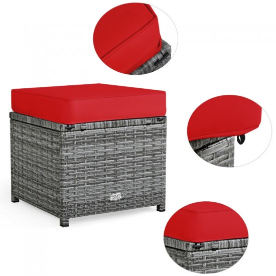 Honhorrs 7-Piece Outdoor Wicker Dining Sofa Set with 3 Loveseats, 3 Ottomans and Dining Table