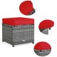 Honhorrs 7-Piece Outdoor Wicker Dining Sofa Set with 3 Loveseats, 3 Ottomans and Dining Table