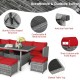 Honhorrs 7-Piece Outdoor Wicker Dining Sofa Set with 3 Loveseats, 3 Ottomans and Dining Table