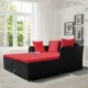 Honhorrs Cushioned Rattan Patio Daybed, Curved Back with Armrests, Aluminum Feet and X-Frame Support