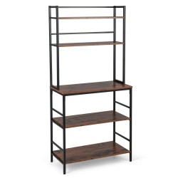 XVX 5-Tier Kitchen Baker's Rack with Upper Hutch Shelves, Retaining Tubes and Adjustable Feet