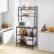 Honhorrs 5-Tier Kitchen Baker's Rack with Upper Hutch Shelves, Retaining Tubes and Adjustable Feet