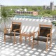 Honhorrs Acacia and Wicker Bistro Trio, Two Angled Armchairs with a Matching Solid-Wood Side Table
