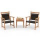 Honhorrs Acacia and Wicker Bistro Trio, Two Angled Armchairs with a Matching Solid-Wood Side Table