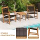 Honhorrs Acacia and Wicker Bistro Trio, Two Angled Armchairs with a Matching Solid-Wood Side Table