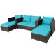 Honhorrs Five-Piece Wicker Patio Seating Set, Loveseat, Two Armchairs and Two Cushioned Ottomans