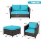 Honhorrs Five-Piece Wicker Patio Seating Set, Loveseat, Two Armchairs and Two Cushioned Ottomans