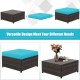 Honhorrs Five-Piece Wicker Patio Seating Set, Loveseat, Two Armchairs and Two Cushioned Ottomans