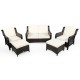 Honhorrs Five-Piece Wicker Patio Sofa Set, Convertible Cushioned Ottoman with Adjustable Foot Pads