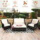 Honhorrs Five-Piece Wicker Patio Sofa Set, Convertible Cushioned Ottoman with Adjustable Foot Pads
