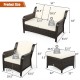 Honhorrs Five-Piece Wicker Patio Sofa Set, Convertible Cushioned Ottoman with Adjustable Foot Pads