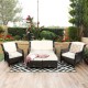 Honhorrs Five-Piece Wicker Patio Sofa Set, Convertible Cushioned Ottoman with Adjustable Foot Pads