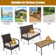Honhorrs Four-Piece Wicker Patio Conversation Set, Cushioned Seating and an Acacia Wood-Top Table