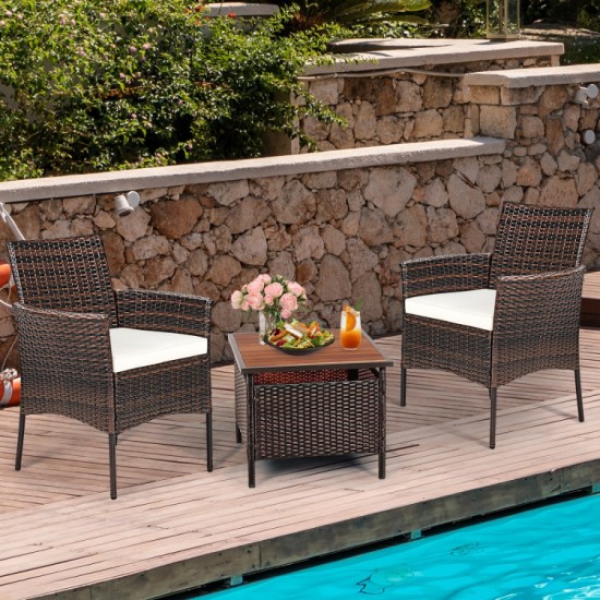 Honhorrs Two PE-Rattan Patio Armchairs, Wide Backrests and Removable Seat Cushions on Steel Frames