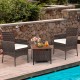 Honhorrs Two PE-Rattan Patio Armchairs, Wide Backrests and Removable Seat Cushions on Steel Frames
