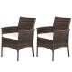 Honhorrs Two PE-Rattan Patio Armchairs, Wide Backrests and Removable Seat Cushions on Steel Frames