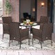 Honhorrs Two PE-Rattan Patio Armchairs, Wide Backrests and Removable Seat Cushions on Steel Frames