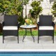 Honhorrs Pair of PE Wicker Patio Armchairs, Steel Frames with Zippered Cushions and Curved Arms