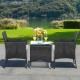 Honhorrs Pair of PE Wicker Patio Armchairs, Steel Frames with Zippered Cushions and Curved Arms