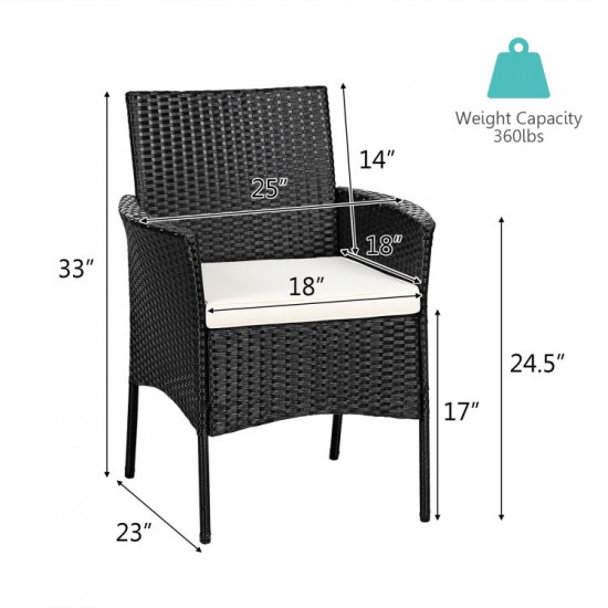 Honhorrs Pair of PE Wicker Patio Armchairs, Steel Frames with Zippered Cushions and Curved Arms