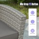 Honhorrs Four-Piece Woven Patio Set, Loveseat and Two Armchairs with Glass Table and Storage Shelf