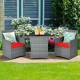 Honhorrs Space-Saving Patio Bistro Set, Tuck-In Cushioned Chairs and a Tempered Glass-Top Table